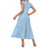 imageOFEEFAN Womens Casual Maxi Dresses with Pockets Ruffle Sleeve Smocked Dress XS2XL06 Baby Blue
