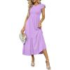 imageOFEEFAN Womens Casual Maxi Dresses with Pockets Ruffle Sleeve Smocked Dress XS2XL06 Lilac