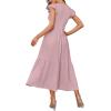 imageOFEEFAN Womens Casual Maxi Dresses with Pockets Ruffle Sleeve Smocked Dress XS2XL06 Pink