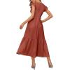 imageOFEEFAN Womens Casual Maxi Dresses with Pockets Ruffle Sleeve Smocked Dress XS2XL08 Rust