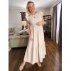 imageOFEEFAN Womens Casual Maxi Dresses with Pockets Ruffle Sleeve Smocked Dress XS2XL10 Beige