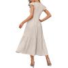 imageOFEEFAN Womens Casual Maxi Dresses with Pockets Ruffle Sleeve Smocked Dress XS2XL10 Beige