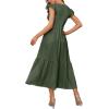 imageOFEEFAN Womens Casual Maxi Dresses with Pockets Ruffle Sleeve Smocked Dress XS2XL11 Army Green