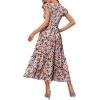 imageOFEEFAN Womens Casual Maxi Dresses with Pockets Ruffle Sleeve Smocked Dress XS2XL16 Colorful Flowers
