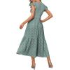 imageOFEEFAN Womens Casual Maxi Dresses with Pockets Ruffle Sleeve Smocked Dress XS2XL16 Floral Green 2
