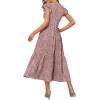 imageOFEEFAN Womens Casual Maxi Dresses with Pockets Ruffle Sleeve Smocked Dress XS2XL16 Floral Red