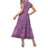 imageOFEEFAN Womens Casual Maxi Dresses with Pockets Ruffle Sleeve Smocked Dress XS2XL16 Purple Paisley