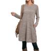 imageOFEEFAN Womens Long Sleeve Tunic Dres Fall Outfits with Pockets ButtonsCoffee