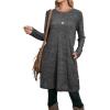 imageOFEEFAN Womens Long Sleeve Tunic Dres Fall Outfits with Pockets ButtonsDark Grey