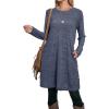 imageOFEEFAN Womens Long Sleeve Tunic Dres Fall Outfits with Pockets ButtonsEa Black Blue