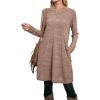 imageOFEEFAN Womens Long Sleeve Tunic Dres Fall Outfits with Pockets ButtonsEb Dark Khaki