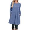 imageOFEEFAN Womens Long Sleeve Tunic Dres Fall Outfits with Pockets ButtonsEc Blue