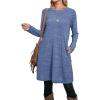imageOFEEFAN Womens Long Sleeve Tunic Dres Fall Outfits with Pockets ButtonsEc Blue