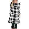 imageOFEEFAN Womens Long Sleeve Tunic Dres Fall Outfits with Pockets ButtonsEg Black White Grid