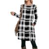 imageOFEEFAN Womens Long Sleeve Tunic Dres Fall Outfits with Pockets ButtonsEg Black White Grid