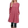 imageOFEEFAN Womens Long Sleeve Tunic Dres Fall Outfits with Pockets ButtonsEi0941 Red