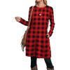 imageOFEEFAN Womens Long Sleeve Tunic Dres Fall Outfits with Pockets ButtonsGg Plaid