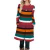 imageOFEEFAN Womens Long Sleeve Tunic Dres Fall Outfits with Pockets ButtonsGl Multicolor Stripes