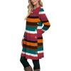 imageOFEEFAN Womens Long Sleeve Tunic Dres Fall Outfits with Pockets ButtonsGl Multicolor Stripes