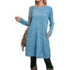 imageOFEEFAN Womens Long Sleeve Tunic Dres Fall Outfits with Pockets ButtonsGr Light Blue