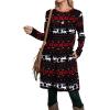 imageOFEEFAN Womens Long Sleeve Tunic Dres Fall Outfits with Pockets ButtonsGs Christmas Elk