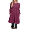 imageOFEEFAN Womens Long Sleeve Tunic Dres Fall Outfits with Pockets ButtonsGu Deep Rose Purple