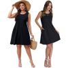 imageOFEEFAN Womens Pleated Front Tank Dresses Fashion Spring Sleeveless Pockets Sundress Casual SummerBlack