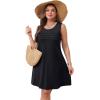 imageOFEEFAN Womens Pleated Front Tank Dresses Fashion Spring Sleeveless Pockets Sundress Casual SummerBlack