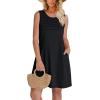 imageOFEEFAN Womens Pleated Front Tank Dresses Fashion Spring Sleeveless Pockets Sundress Casual SummerBlack