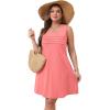 imageOFEEFAN Womens Pleated Front Tank Dresses Fashion Spring Sleeveless Pockets Sundress Casual SummerCoral