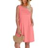 imageOFEEFAN Womens Pleated Front Tank Dresses Fashion Spring Sleeveless Pockets Sundress Casual SummerCoral