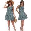 imageOFEEFAN Womens Pleated Front Tank Dresses Fashion Spring Sleeveless Pockets Sundress Casual SummerFloral 01