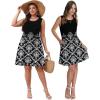 imageOFEEFAN Womens Pleated Front Tank Dresses Fashion Spring Sleeveless Pockets Sundress Casual SummerFloral 06