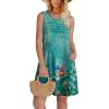 imageOFEEFAN Womens Pleated Front Tank Dresses Fashion Spring Sleeveless Pockets Sundress Casual SummerFloral 10