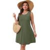 imageOFEEFAN Womens Pleated Front Tank Dresses Fashion Spring Sleeveless Pockets Sundress Casual SummerGreen