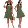 imageOFEEFAN Womens Pleated Front Tank Dresses Fashion Spring Sleeveless Pockets Sundress Casual SummerGreen
