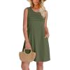 imageOFEEFAN Womens Pleated Front Tank Dresses Fashion Spring Sleeveless Pockets Sundress Casual SummerGreen