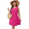 imageOFEEFAN Womens Pleated Front Tank Dresses Fashion Spring Sleeveless Pockets Sundress Casual SummerHot Pink
