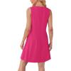imageOFEEFAN Womens Pleated Front Tank Dresses Fashion Spring Sleeveless Pockets Sundress Casual SummerHot Pink