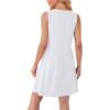 imageOFEEFAN Womens Pleated Front Tank Dresses Fashion Spring Sleeveless Pockets Sundress Casual SummerWhite