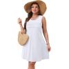 imageOFEEFAN Womens Pleated Front Tank Dresses Fashion Spring Sleeveless Pockets Sundress Casual SummerWhite