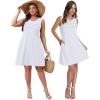 imageOFEEFAN Womens Pleated Front Tank Dresses Fashion Spring Sleeveless Pockets Sundress Casual SummerWhite