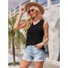 imageOFEEFAN Womens Tank Tops 2025 Loose Fit Casual V Neck Shirts Flowy Sleeveless Summer TopsBlack