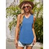 imageOFEEFAN Womens Tank Tops 2025 Loose Fit Casual V Neck Shirts Flowy Sleeveless Summer TopsBlue