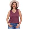 imageOFEEFAN Womens Tank Tops 2025 Loose Fit Casual V Neck Shirts Flowy Sleeveless Summer TopsBurgundy