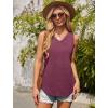 imageOFEEFAN Womens Tank Tops 2025 Loose Fit Casual V Neck Shirts Flowy Sleeveless Summer TopsBurgundy