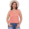 imageOFEEFAN Womens Tank Tops 2025 Loose Fit Casual V Neck Shirts Flowy Sleeveless Summer TopsCoral