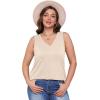 imageOFEEFAN Womens Tank Tops 2025 Loose Fit Casual V Neck Shirts Flowy Sleeveless Summer TopsCream