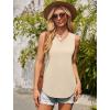 imageOFEEFAN Womens Tank Tops 2025 Loose Fit Casual V Neck Shirts Flowy Sleeveless Summer TopsCream