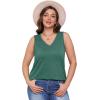 imageOFEEFAN Womens Tank Tops 2025 Loose Fit Casual V Neck Shirts Flowy Sleeveless Summer TopsDark Green